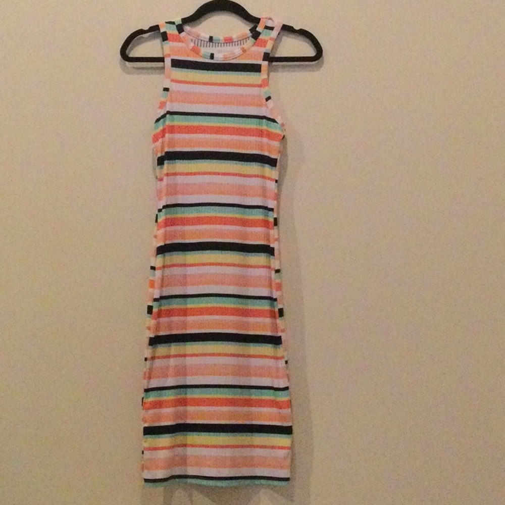 Striped Sleeveless Midi Dress in Pastel Multi